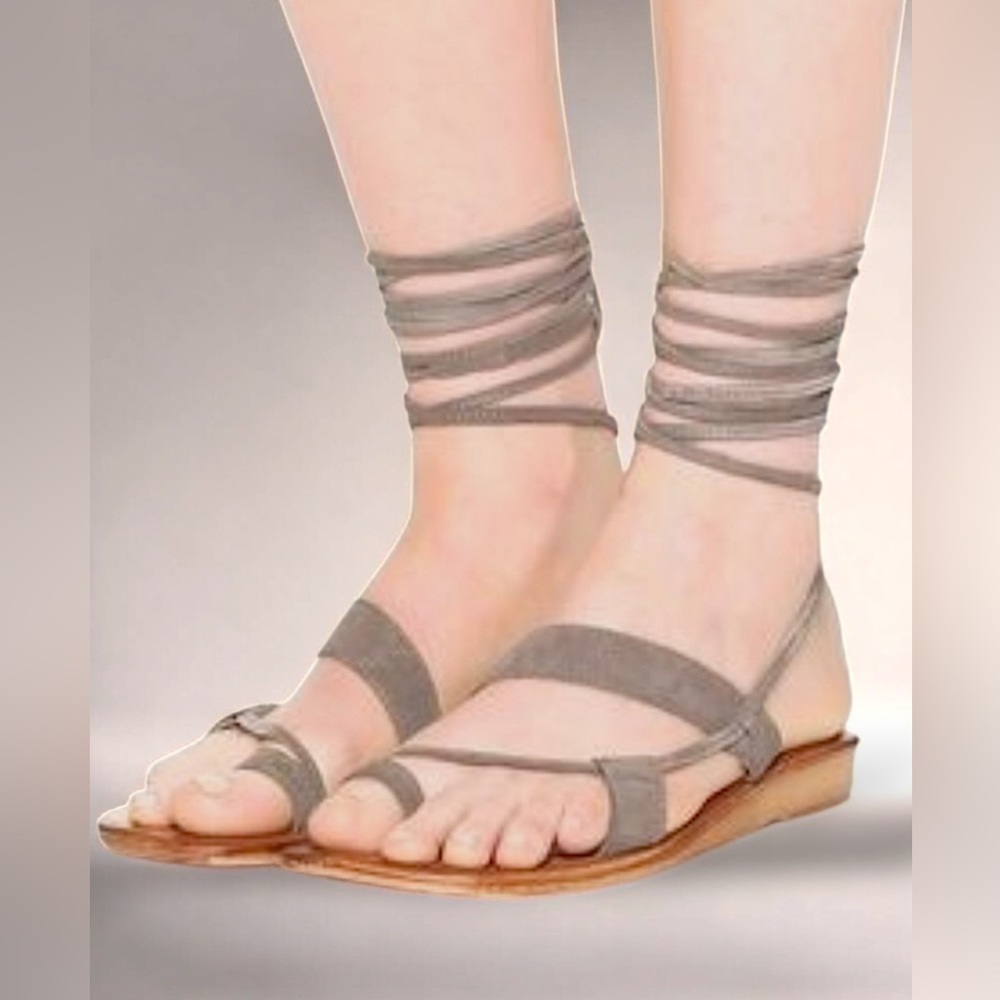 Jeffrey Campbell Vista Gladiator Suede Wrap Sandal Tan